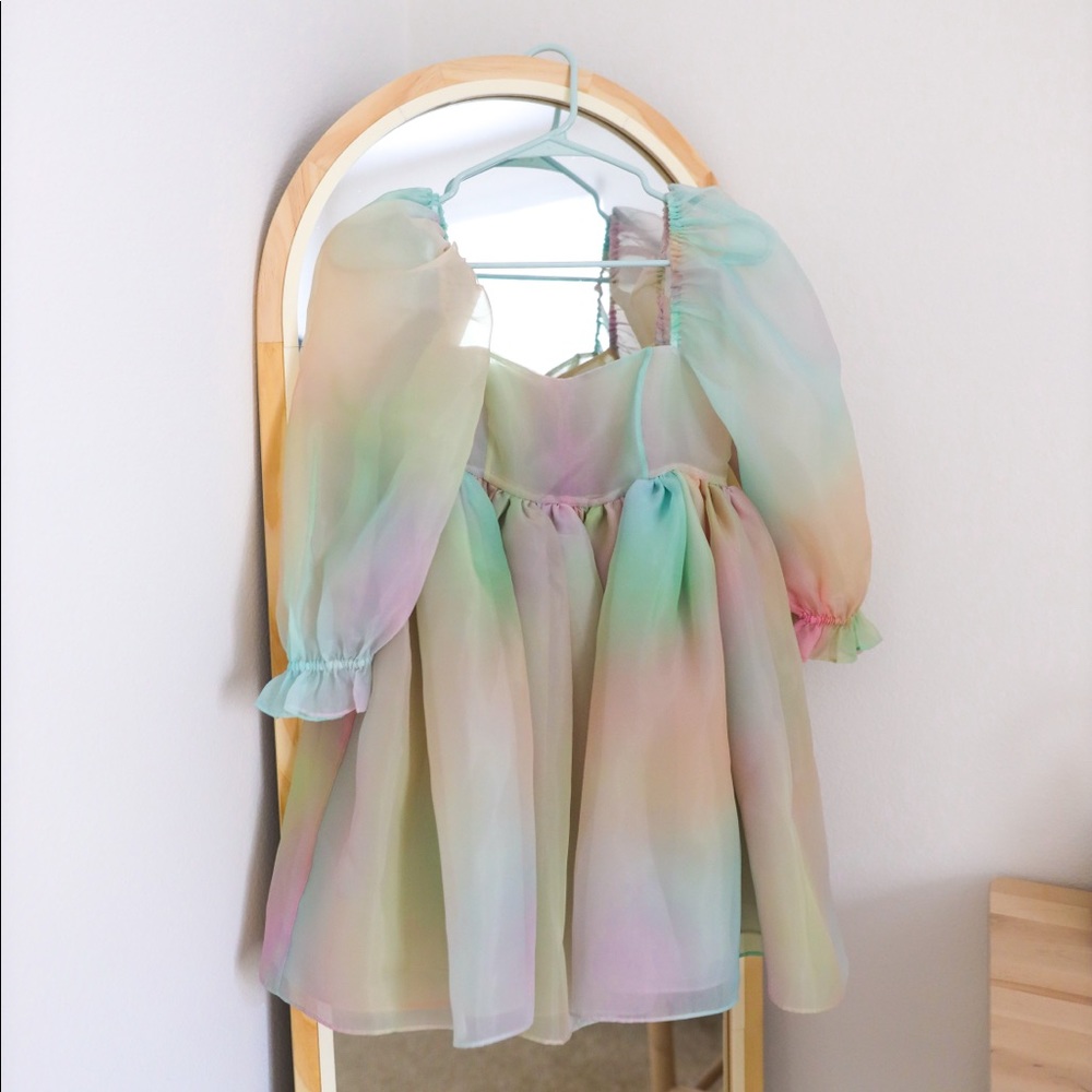 Selkie Rainbow puff dress in size XS